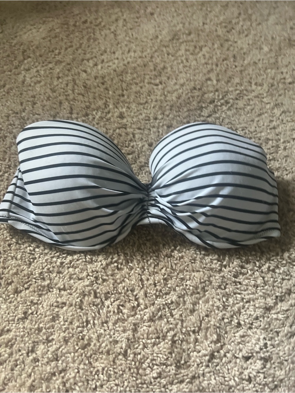 Victoria's Secret Black & White Striped Bandeau Swim Top
